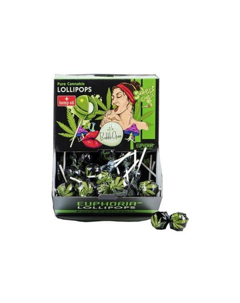 Euphoria Pure Cannabis Lollipops with Bubble Gum – Big Pack 25g x 100pcs